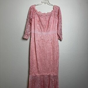 LALAGEN Women's Floral Lace Long Sleeve Off Shoulder Wedding Mermaid Dress 2XL